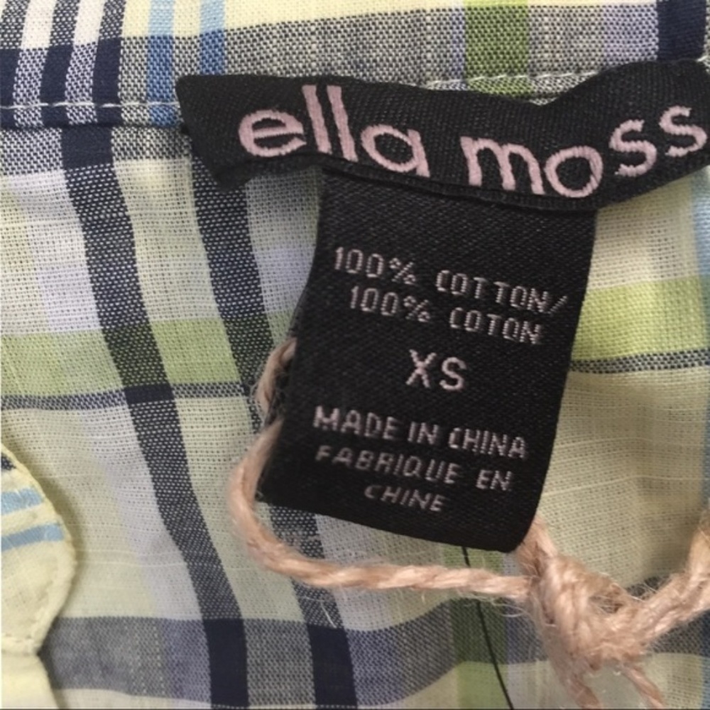Nwt Ella Moss Check Shirt Dress 100% Cotton Xs — image 3 of 6